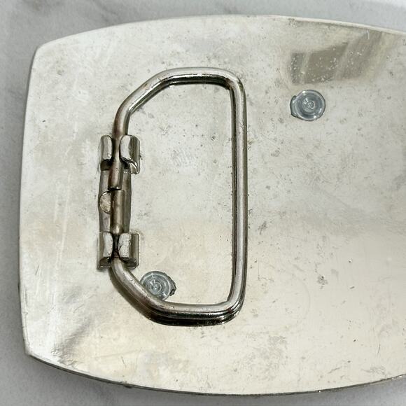 Rhinestone Studded N Letter Initial Monogram Silver Tone Belt Buckle - Picture 6 of 14